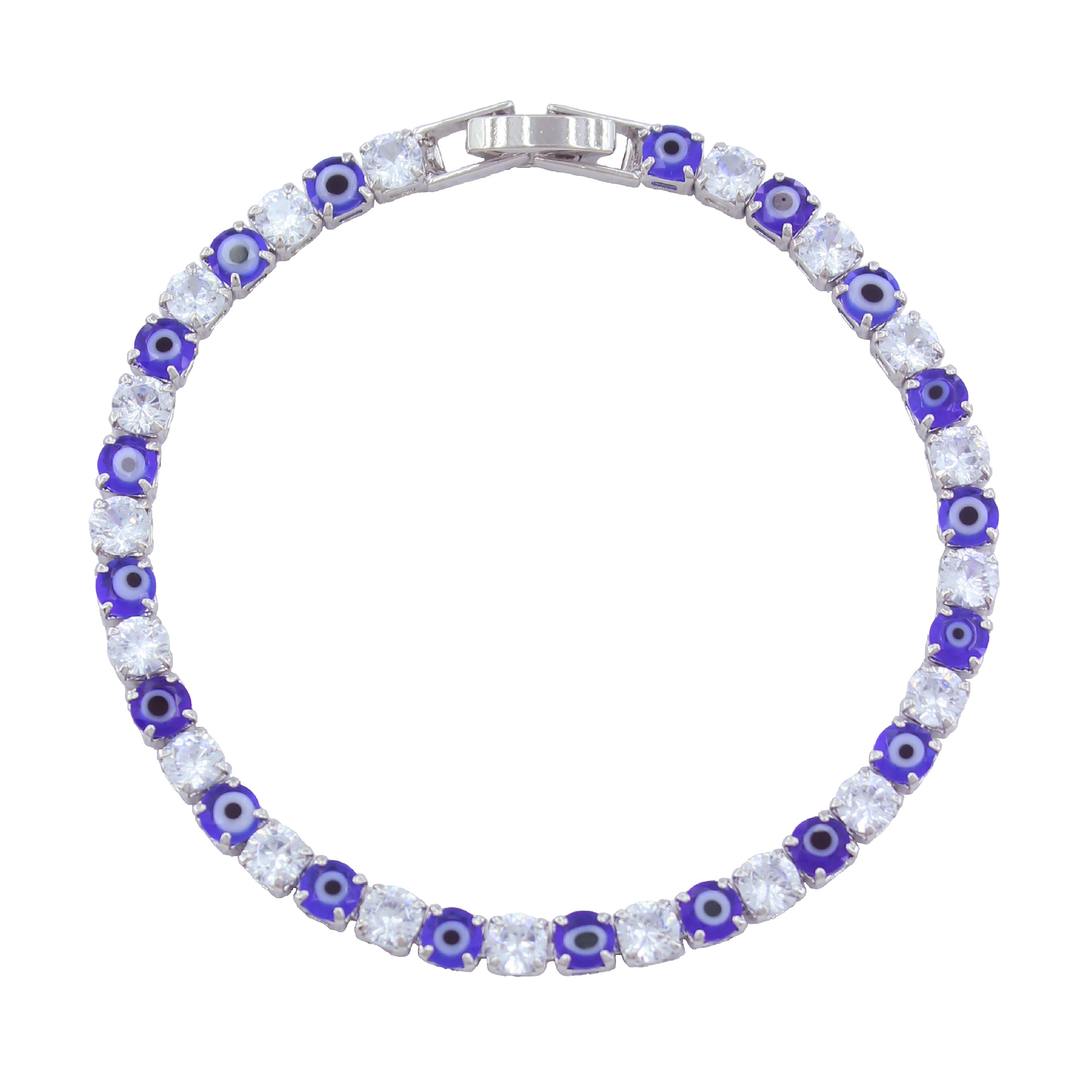 土耳其蓝眼睛恶魔之眼手链铜镀银满钻网球链跨境时尚邪眼饰品工厂批发详情10