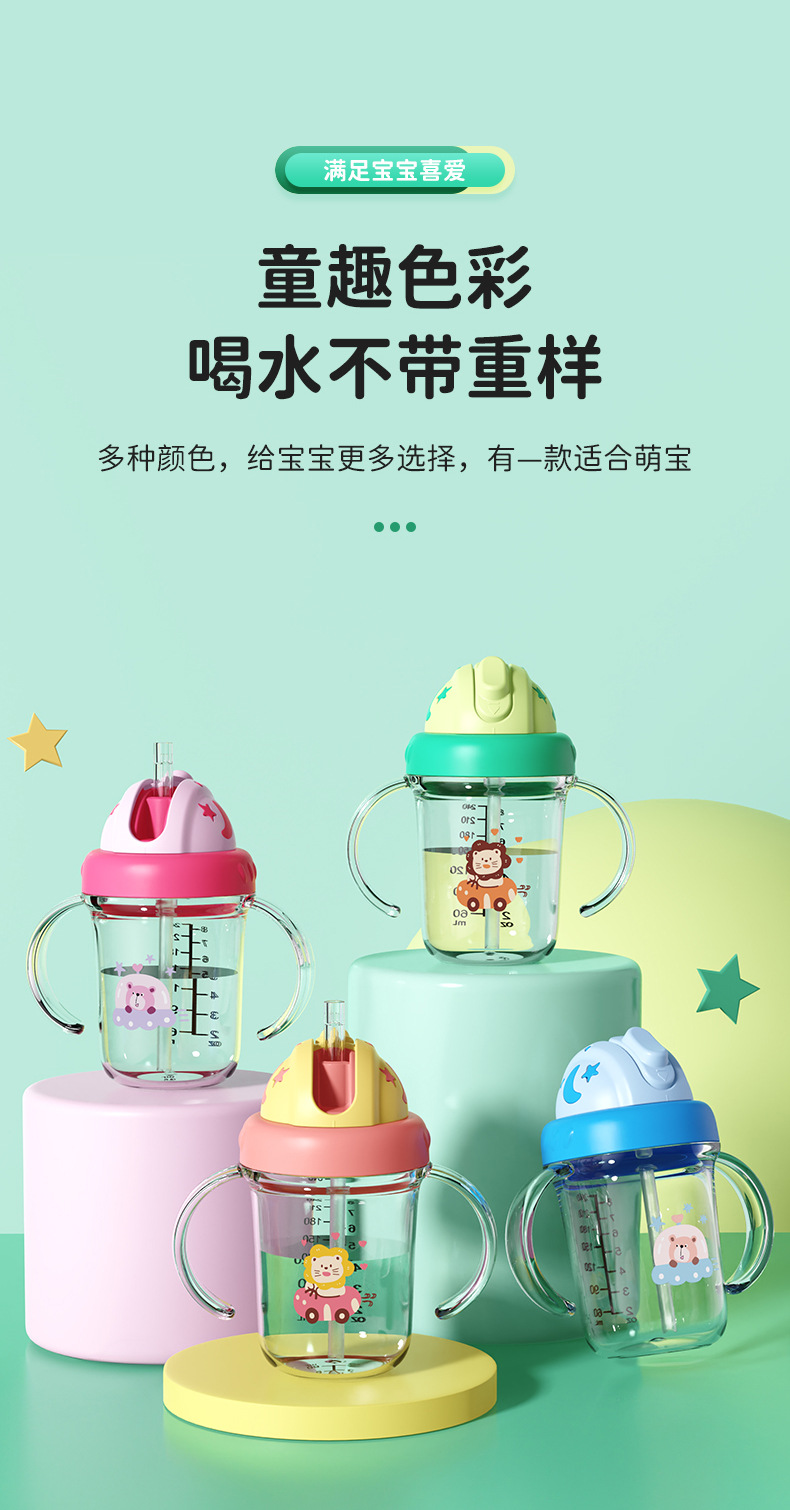儿童水杯大容量塑料吸管杯宝宝喝水便携水杯防摔防漏夏季水杯批发详情3