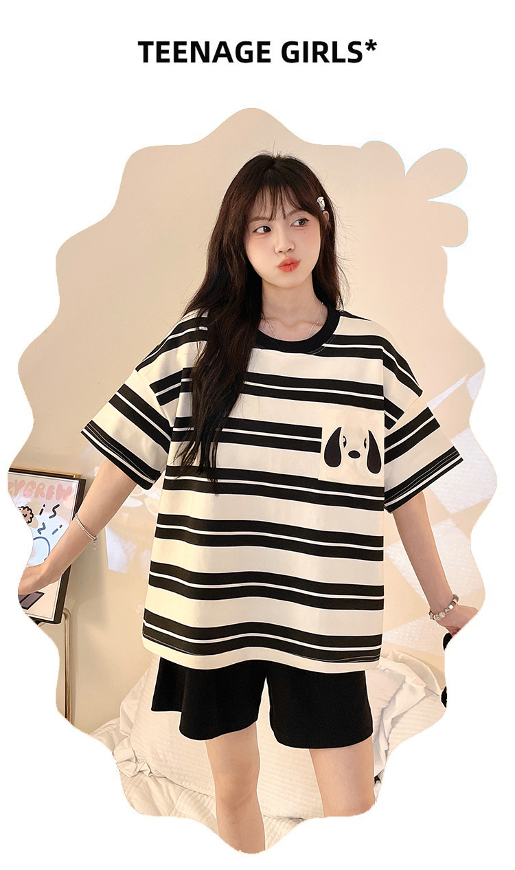 夏季短袖睡衣女士2025新款套装胖mm大码200斤可爱韩版卡通家居服详情2