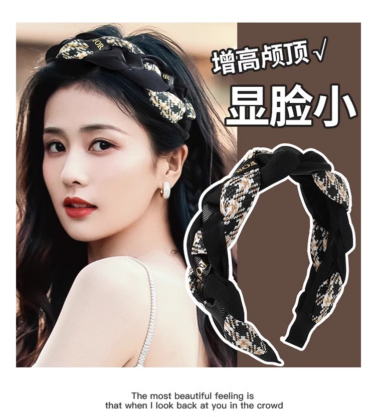 白鹿同款高颅顶发箍女发捆网红2025年新款头箍高级感发卡麻花头饰详情9