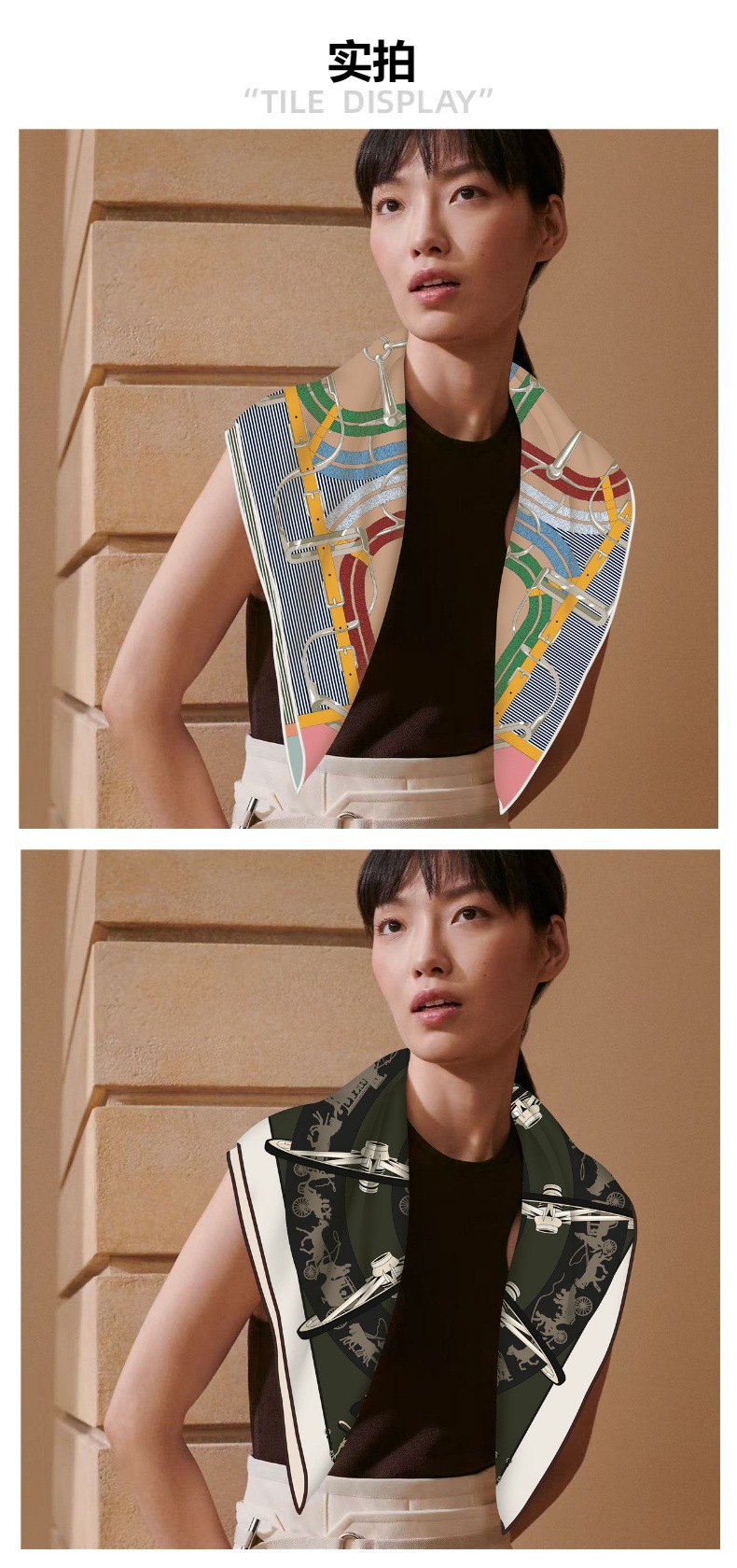 The 2026 new multi-purpose commuting silk scarf is a great match for artistic style. The 70-square-meter double-sided differently colored strapless hair band pic 2