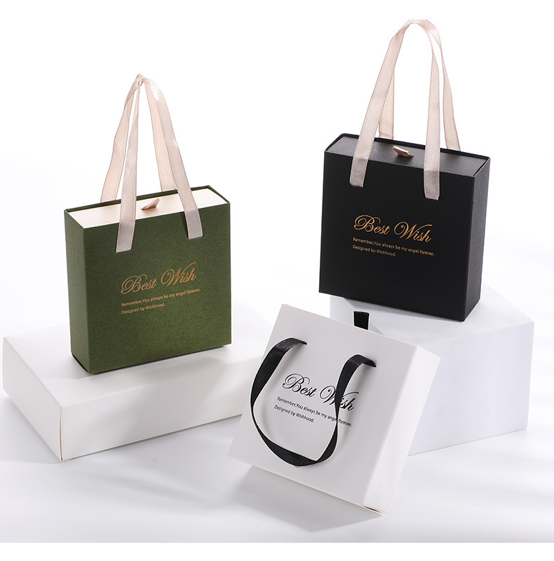 Pull-out jewelry storage box, accessories, earrings, gift packaging, drawer box, folding English ribbon hand-carry packaging pic 9
