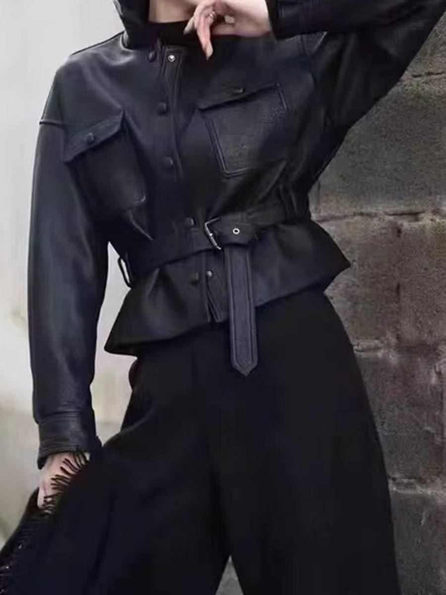宋佳同款皮衣短外套女2025春新款收腰显瘦夹克高级感炸街机车服详情6