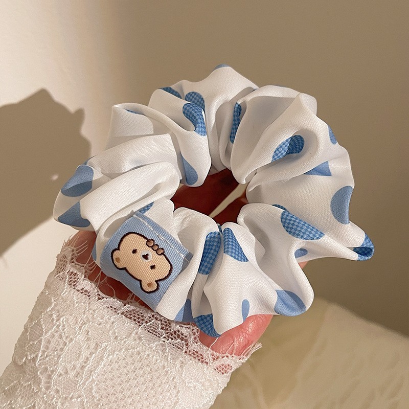 甜美清新蝴蝶结韩系大肠发圈蕾丝花边新款马尾发绳少女心头绳发饰详情5