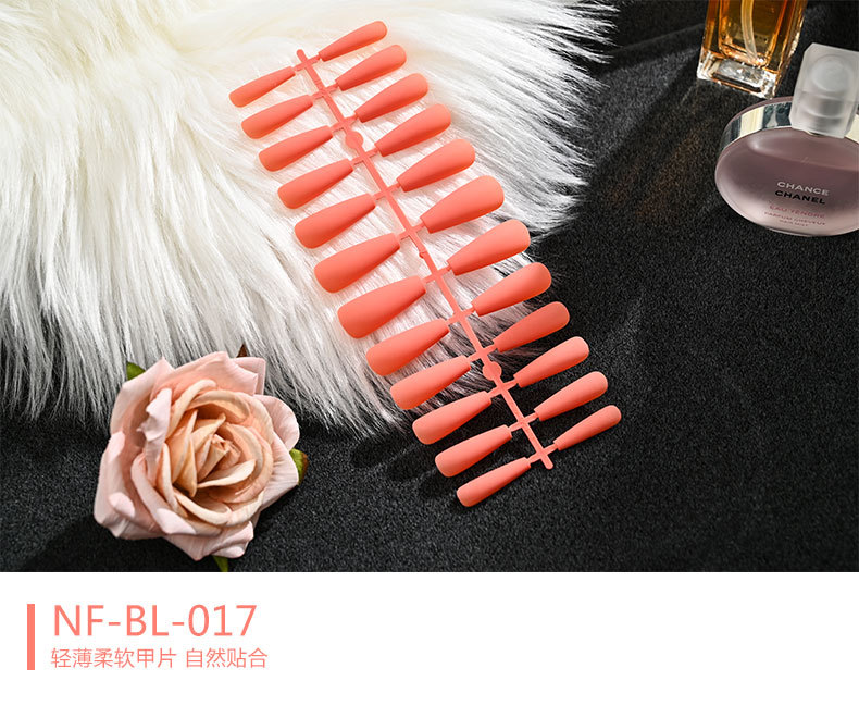 European and American mid-length solid color matte extra-long ballet nail trapezoidal matte wearable nail sheet false nails pic 17