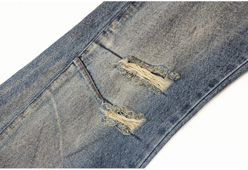 American retro high street washed distressed distressed distressed jeans for men and women, vintage loose straight-leg casual trousers pic 5