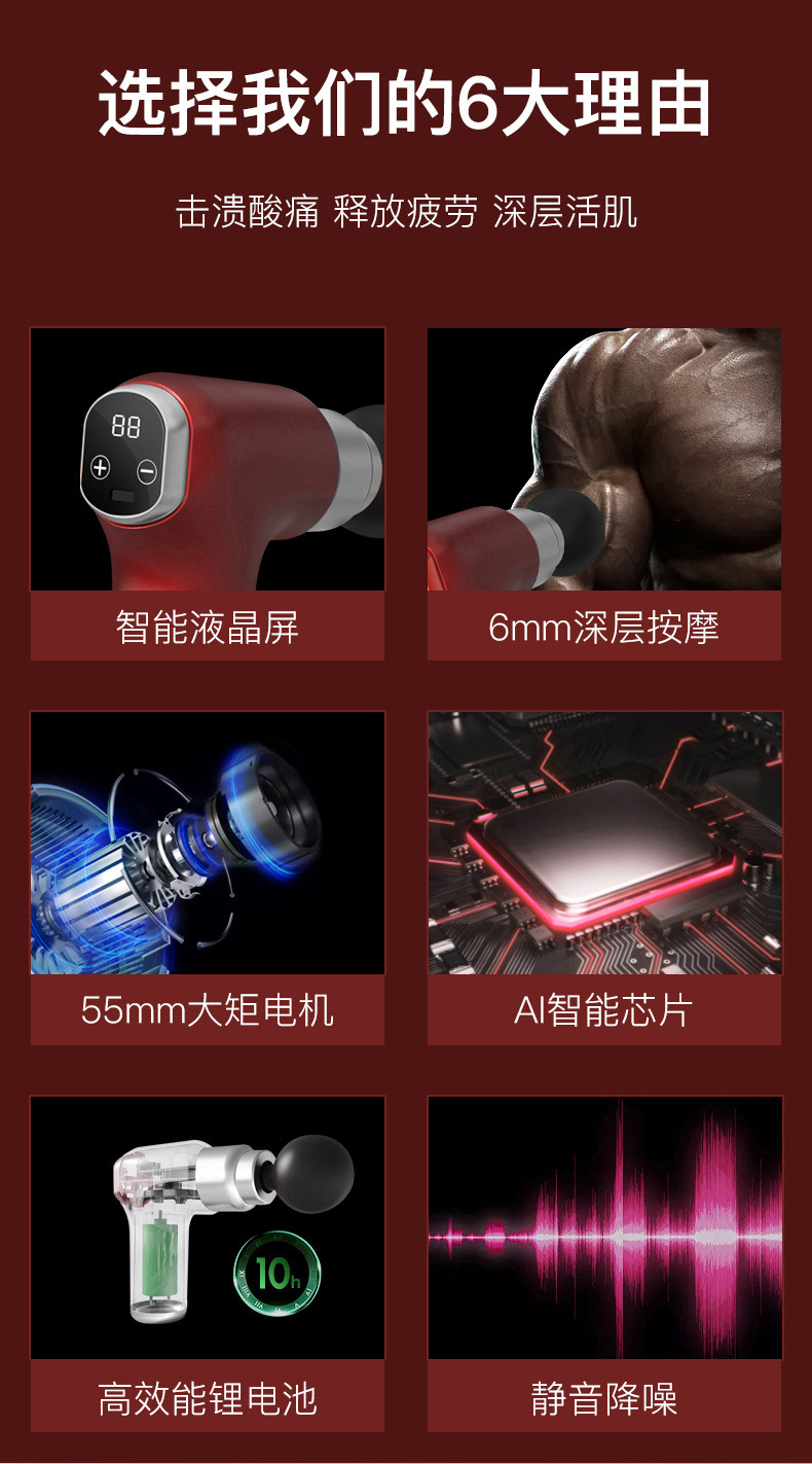 KH-530多功能数显液晶家用筋膜枪详情4