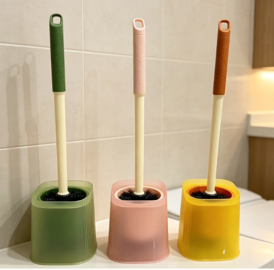No blind spot brush, long-handled soft bristle toilet cleaning brush, household simple and elegant toilet brush set, bathroom cleaning brush, toilet pic 2