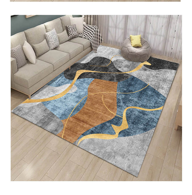 Cross-border consignment of washed carpets, indoor radiant abstract square floor MATS, printed coffee tables, living room and bedroom floor MATS pic 20