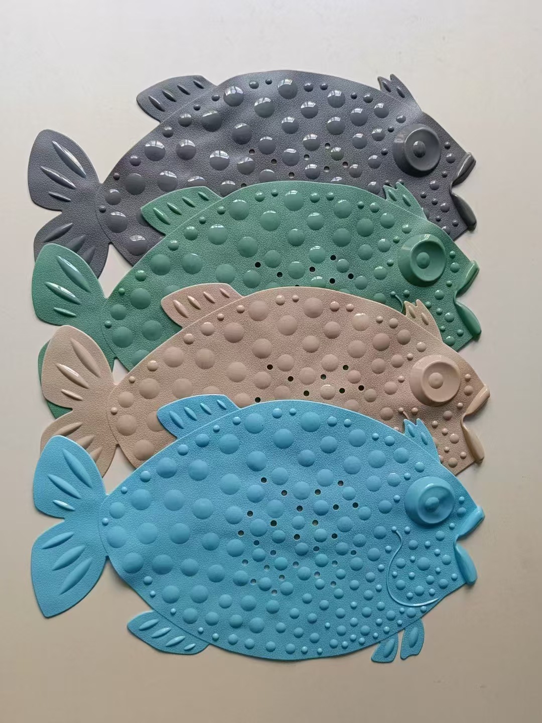 Forma de pescado almohadilla de baño resistente al agua almohadilla de baño larga de color sólido almohadilla de masaje suave espinilla antideslizante almohadilla de baño ventosa pic 8