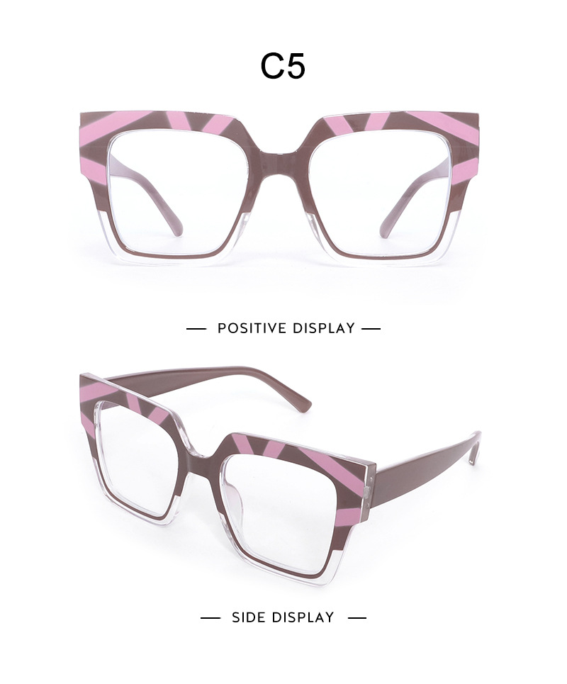 European and American trendy eyeglass frame for women, 2024 new style fashionable anti-blue light eyeglass frame, multi-color square large frame flat light glasses pic 15