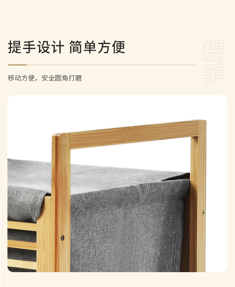 亚马逊竹制脏衣篮浴室布艺可拆卸置物架客厅玩具衣服收纳蓝批发详情7