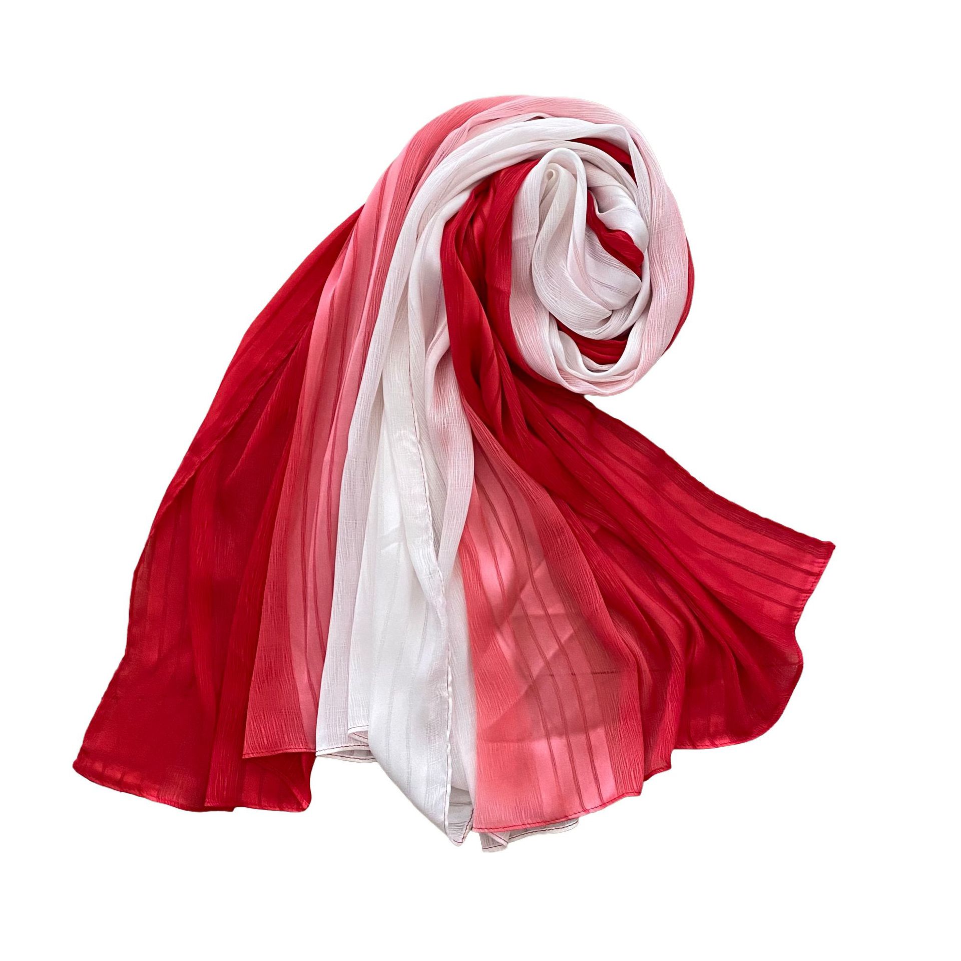 新款披肩渐变色围巾褶皱条纹头巾CottonViscoseHijabF736详情20