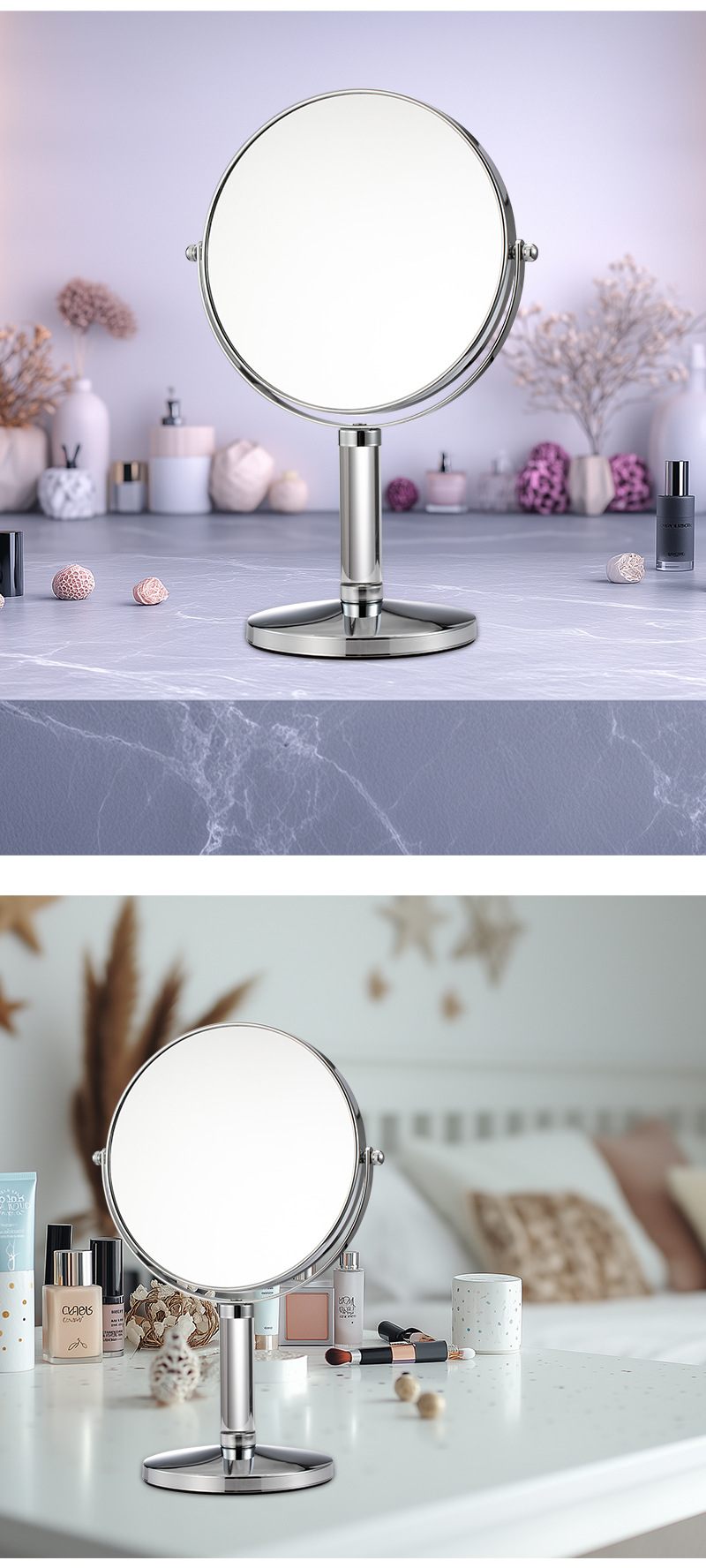 镜子化妆镜便携台式桌面家用学生宿舍梳妆美妆镜双面放大高清欧式详情13