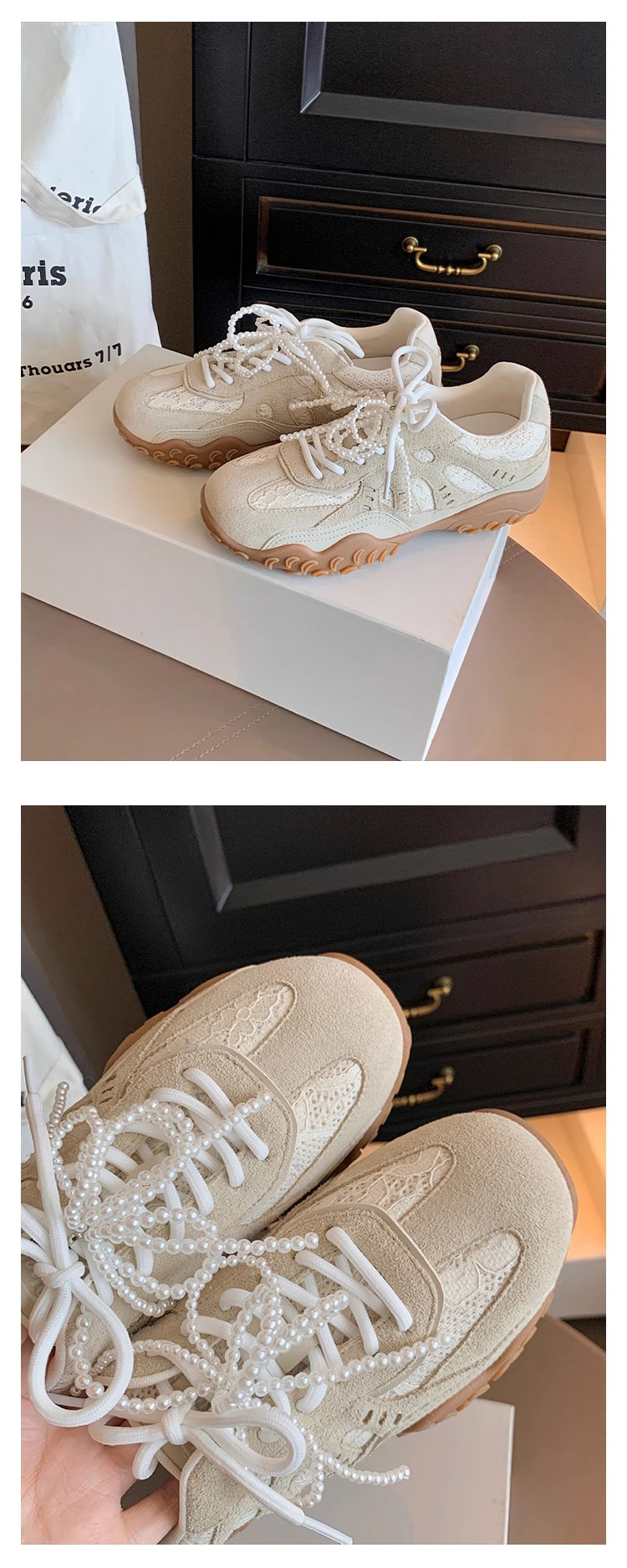牛皮版源利通厚底运动鞋2025珍珠系带复古老爹鞋女内增高德训鞋女详情19