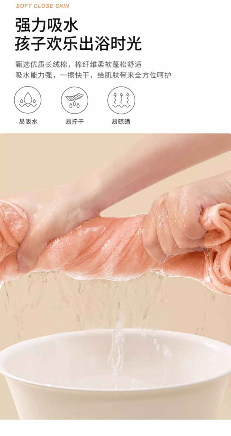 卡通兔子浴巾家用毛巾柔软速干两件套珊瑚绒男女通用吸水浴巾套装详情12