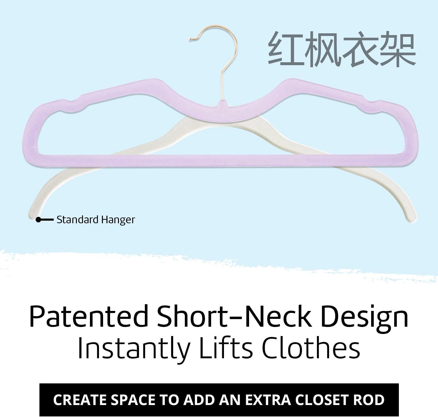 New personalized short-necked hanger that saves vertical space, anti-slip, dry and wet dual-purpose, shorter height, ultra-thin plastic hanger pic 26