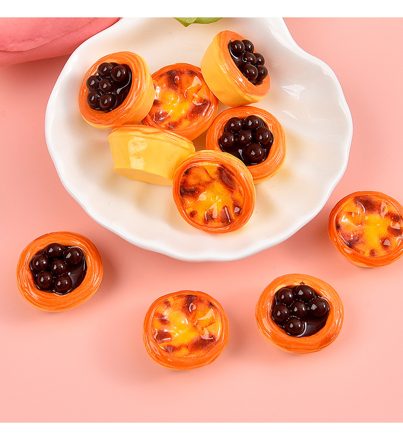Simulated food toy egg tart resin accessories, diy cream glue phone case, fridge magnet, role-playing decoration material accessories pic 13
