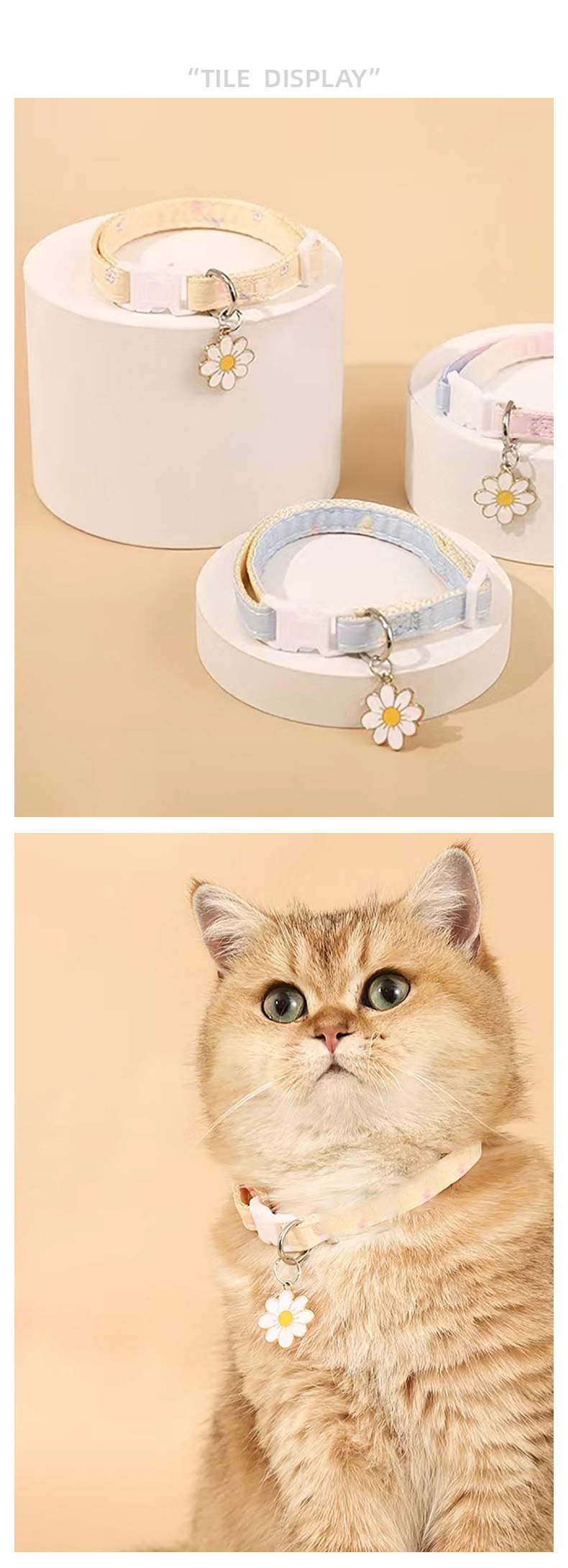 亚马逊跨境宠物项圈 小猫咪狗铃铛安全扣项链 花朵清新小花饰品 可爱宠物用品详情6