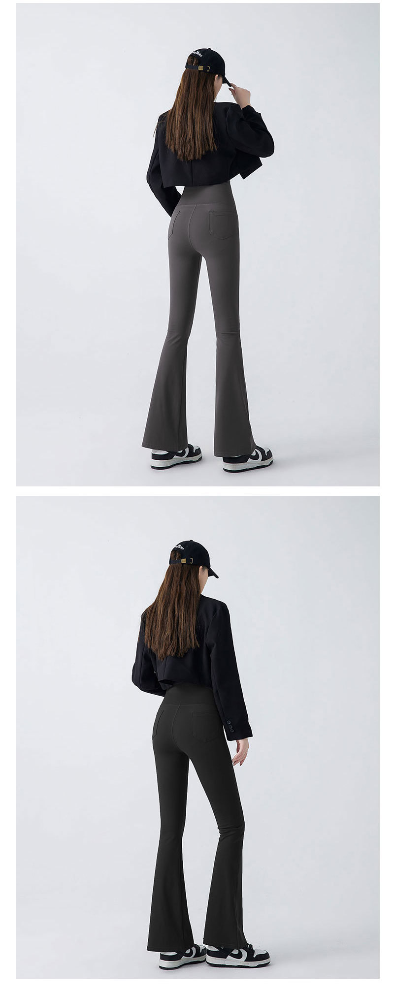 摩卡色微喇叭裤女外穿春夏款加长高腰显瘦马蹄裤拖地休闲鲨鱼裤子详情12