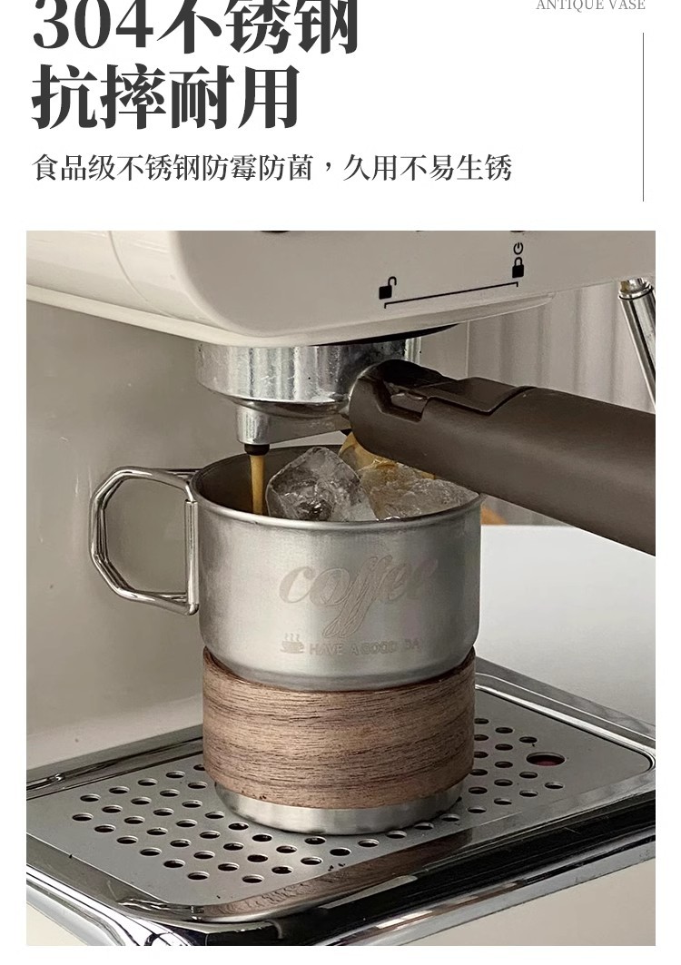 304不锈钢美式咖啡杯随手杯带盖带把防烫马克杯户外露营杯喝水杯详情6