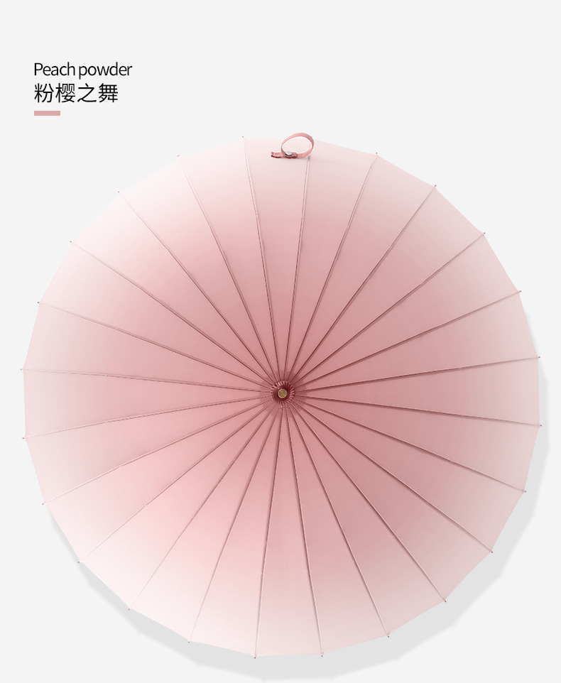 新款24骨渐变伞竹节手柄碰击布面料抗风加印logo直杆伞广告伞现货详情27