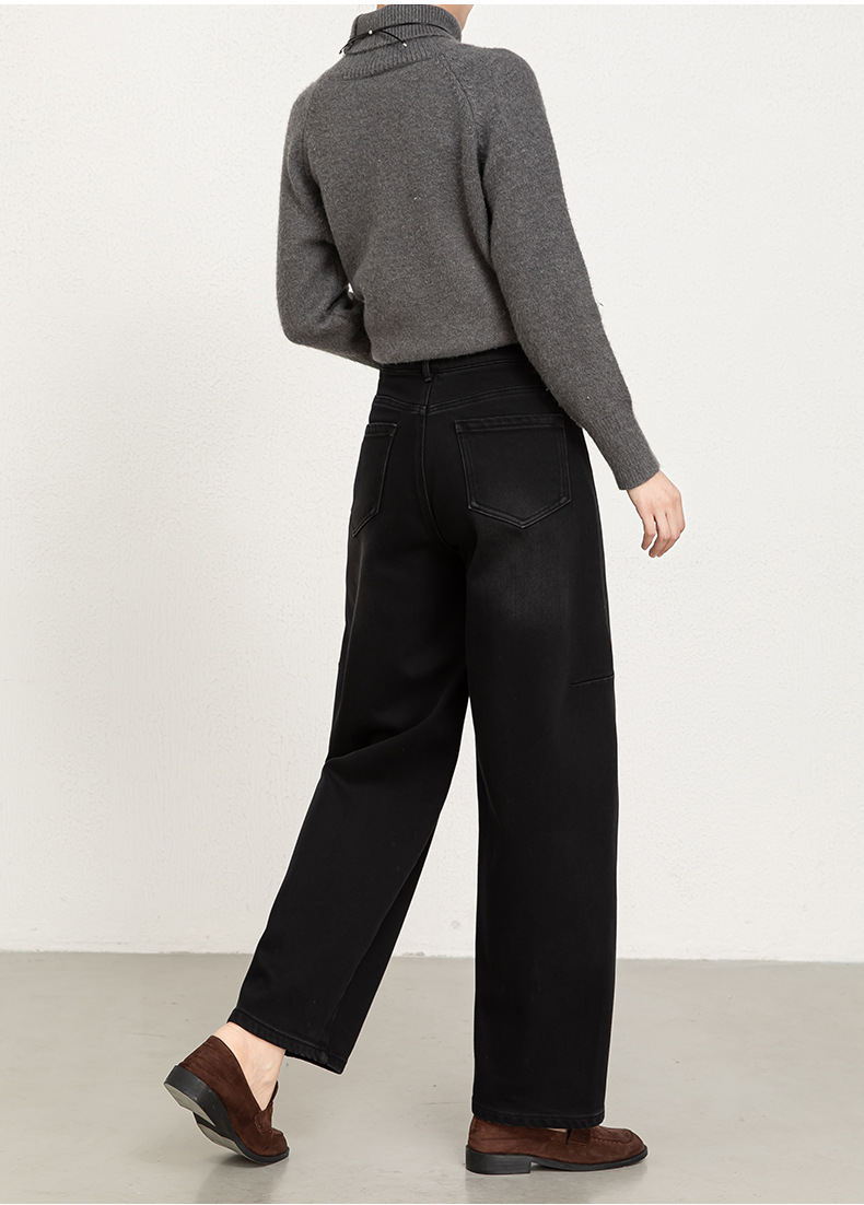 如果2025年冬季新款植绒加厚牛仔弯刀裤女高腰宽松香蕉长裤8166H详情21