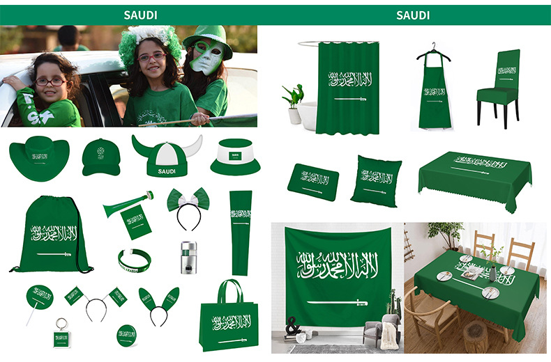 Cross-border Saudi Arabian flag hat, Saudi National Day party supplies, polyester high hat with digital printing customization pic 7