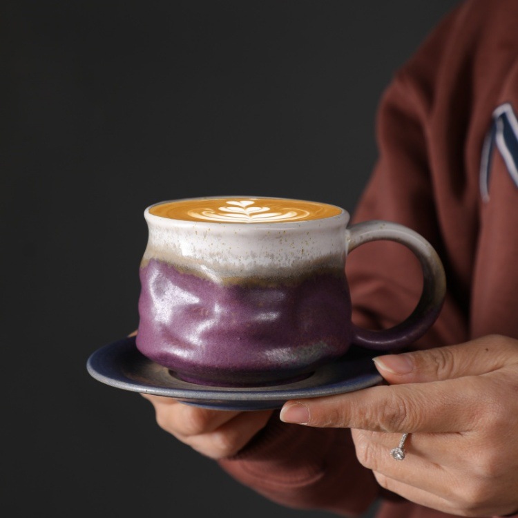 窑变咖啡杯碟套装复古陶瓷杯下午茶卡布奇诺拿铁咖啡杯家用马克杯详情25