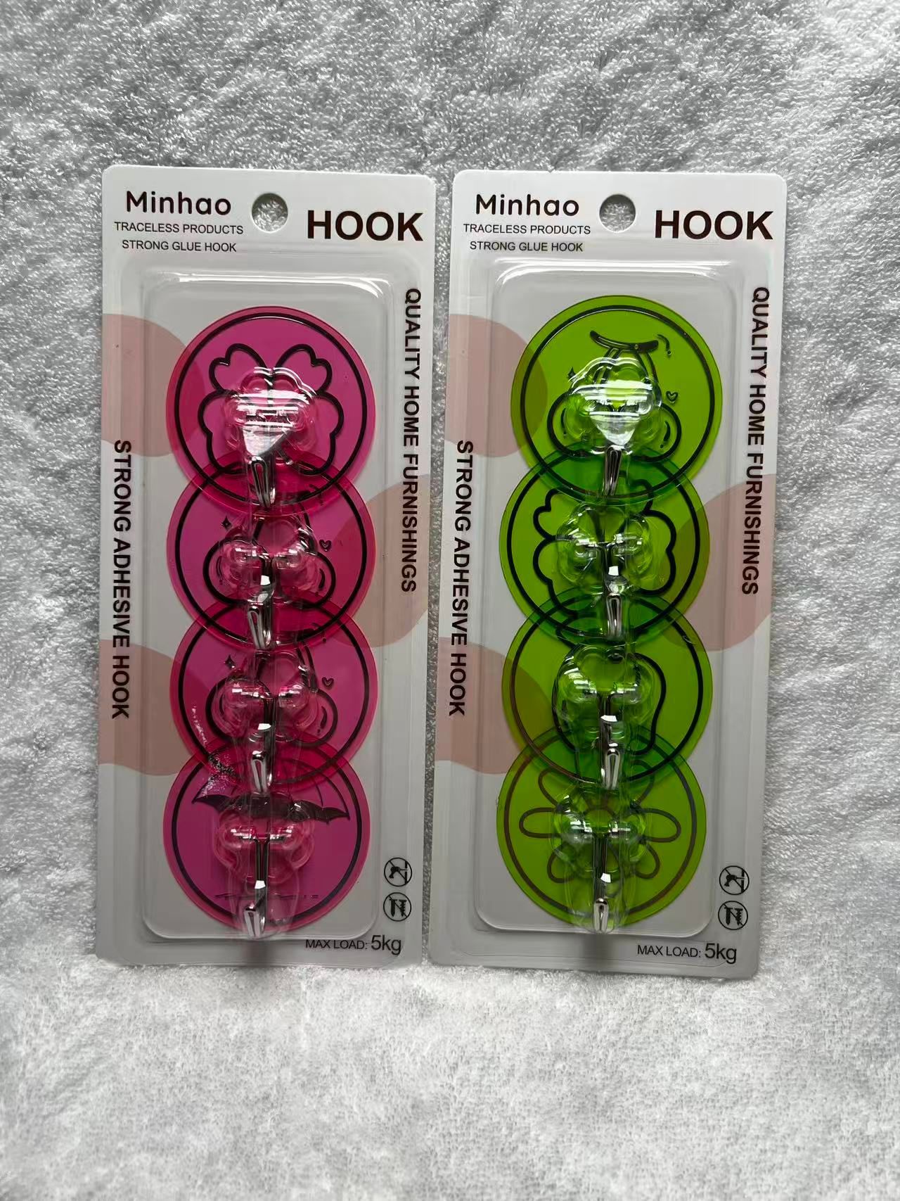 New round gold-embossed film plum blossom sheet iron hook, no drilling, no mark hook, living room wall-mounted door, rear hanging bag hook pic 3