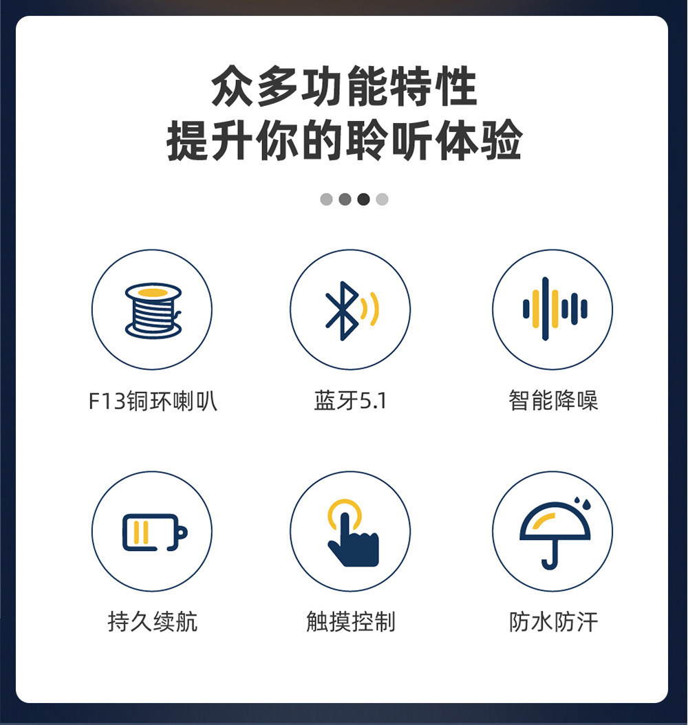AEMAI Bluetooth headphones feature low latency, high sound quality, 5.1 true battery life, dual-ear true wireless, and ultra-long battery life for sports music listening pic 2
