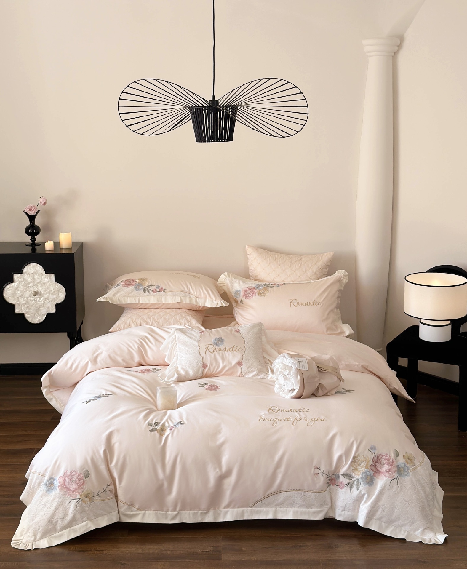 French country-style floral embroidery bedding, high-end feel, Australian cotton pure cotton long-staple cotton four-piece set pic 4