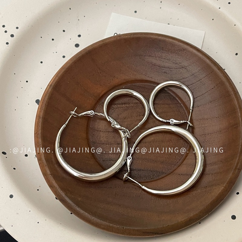冷淡风素圈耳环复古圆圈耳饰925银针小众高级感气质轻奢风简约女~详情9