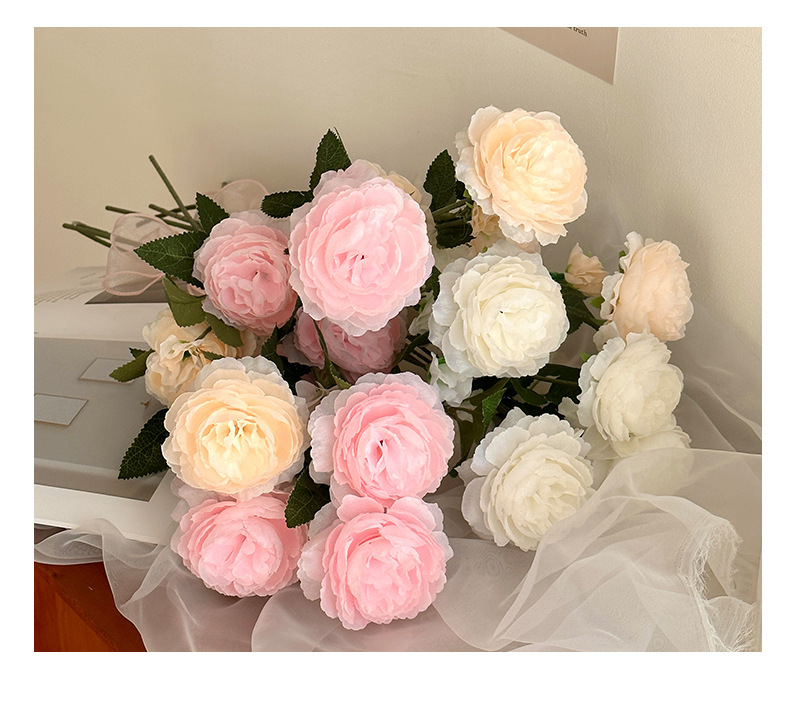 3头洋牡丹仿真花假花绢花婚庆布置家居装饰花束塑料花三头洋牡丹详情11