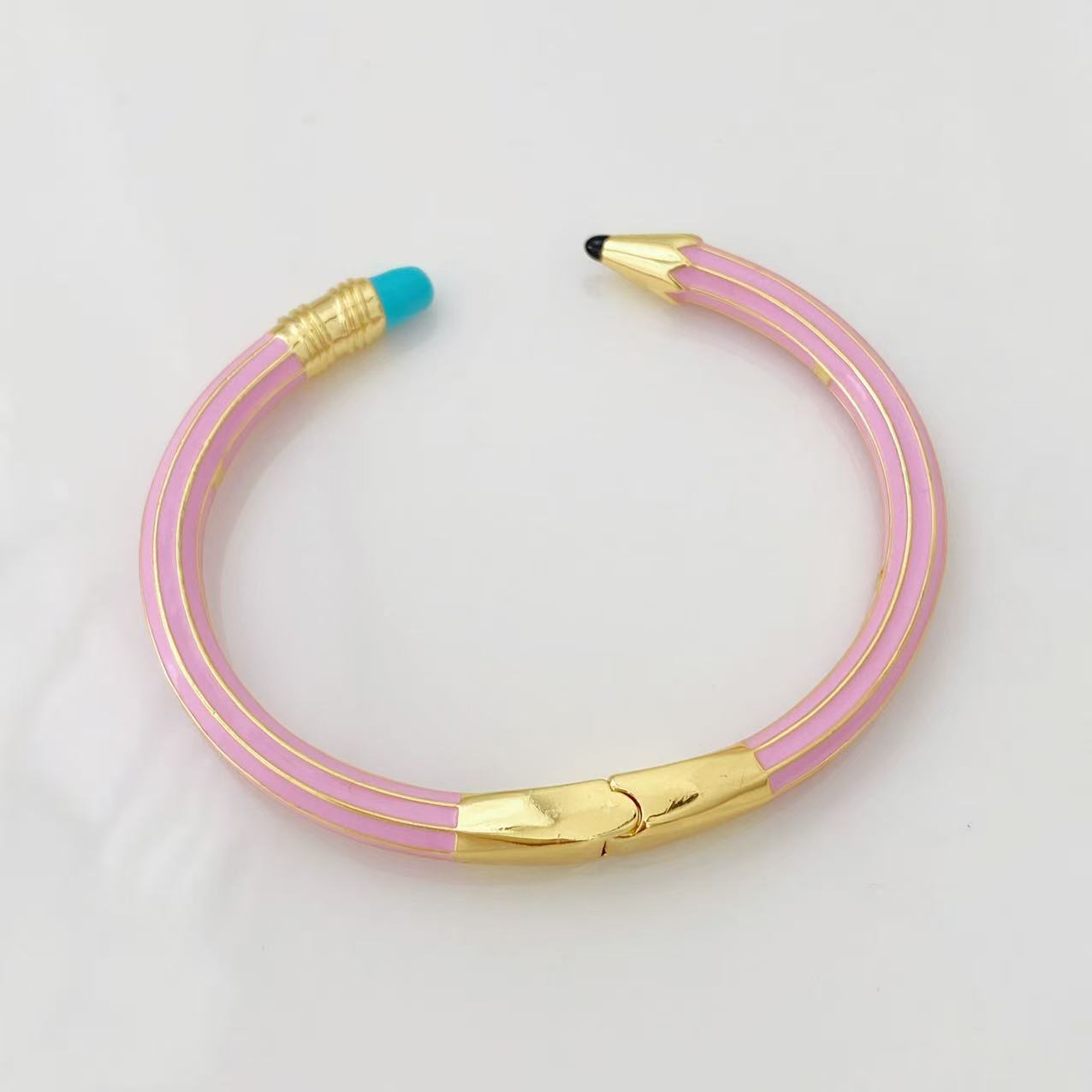 Cross-border new product pencil eraser bracelet, personalized and creative fashion style, enamel color open bracelet with a patchwork feel, for women pic 8
