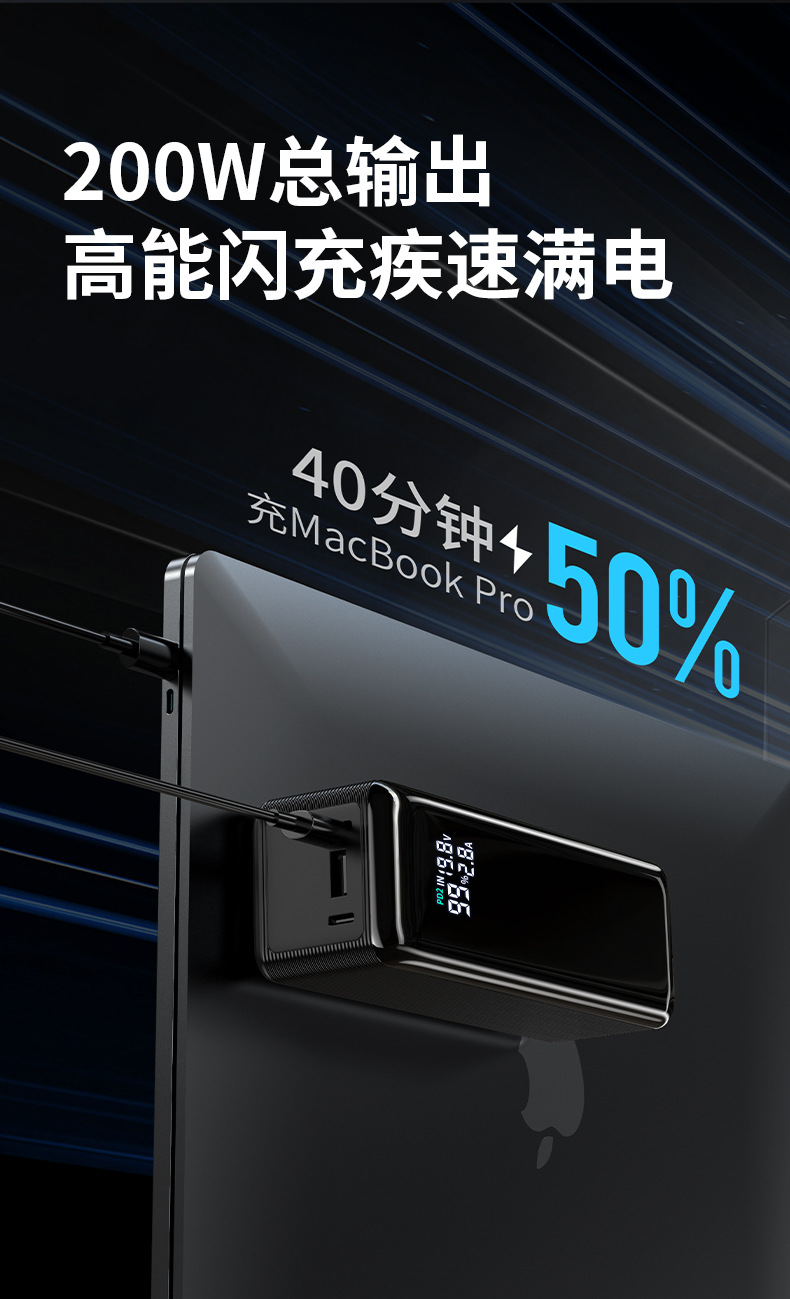 户外便捷大功率PD100W快充笔记本充电宝大容量30000毫安移动电源详情4