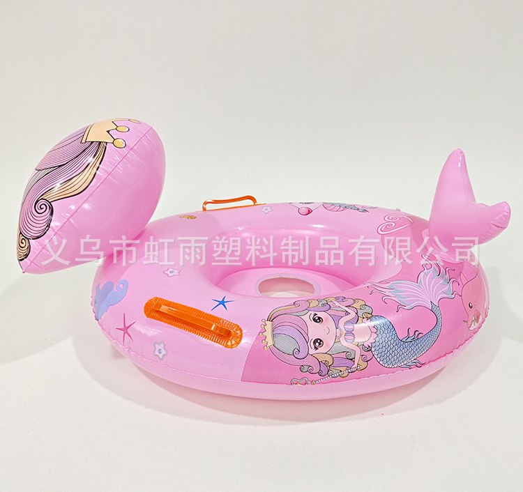 新款现货动物坐圈儿童游泳圈美人坐艇卡通坐骑圈带把手水上泳圈详情3