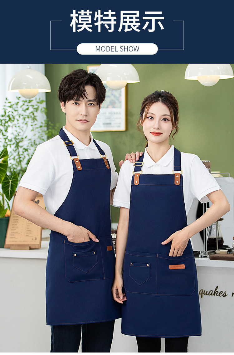 帆布围裙logo印字美甲烘焙咖啡奶茶店理发师防水防污耐穿的工作服详情18