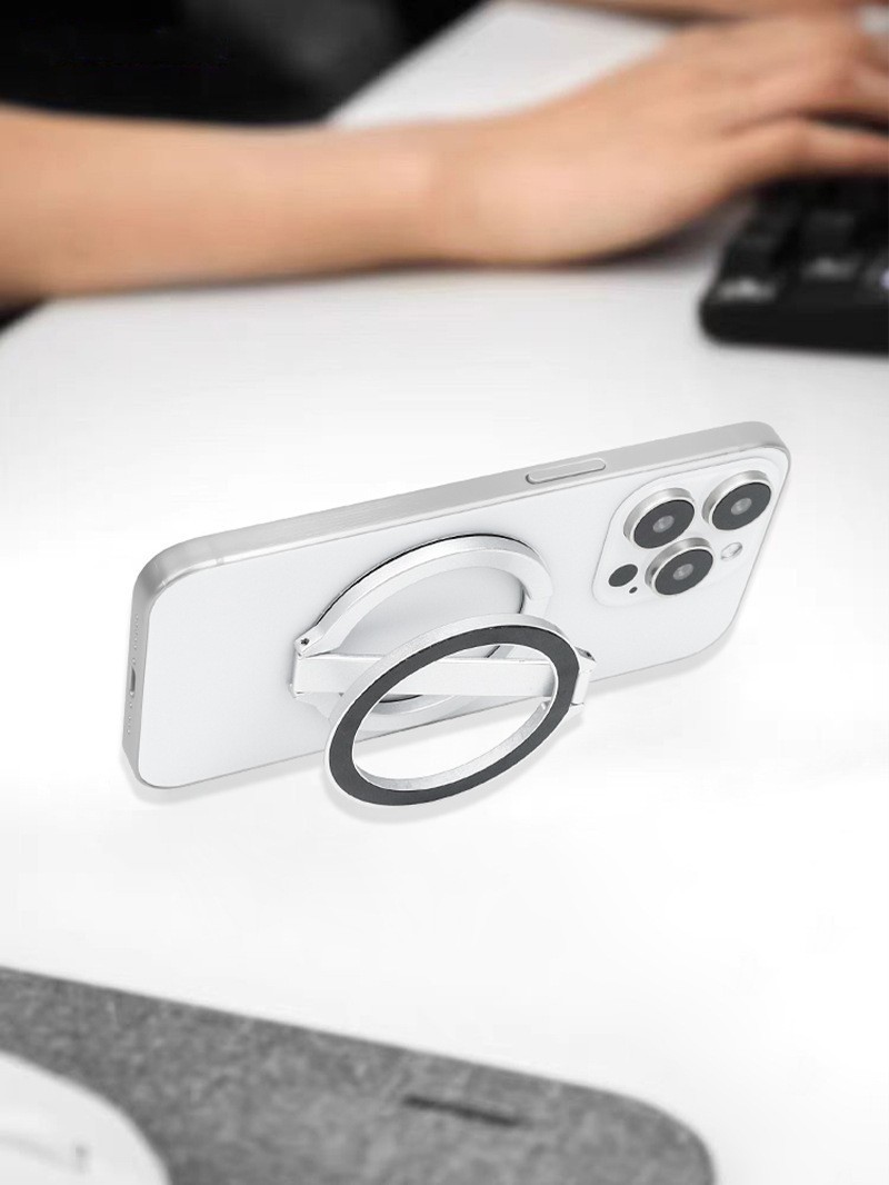 跨境爆款Magsafe双面磁吸手机支架合金材质桌面支架车载折叠旋转详情8