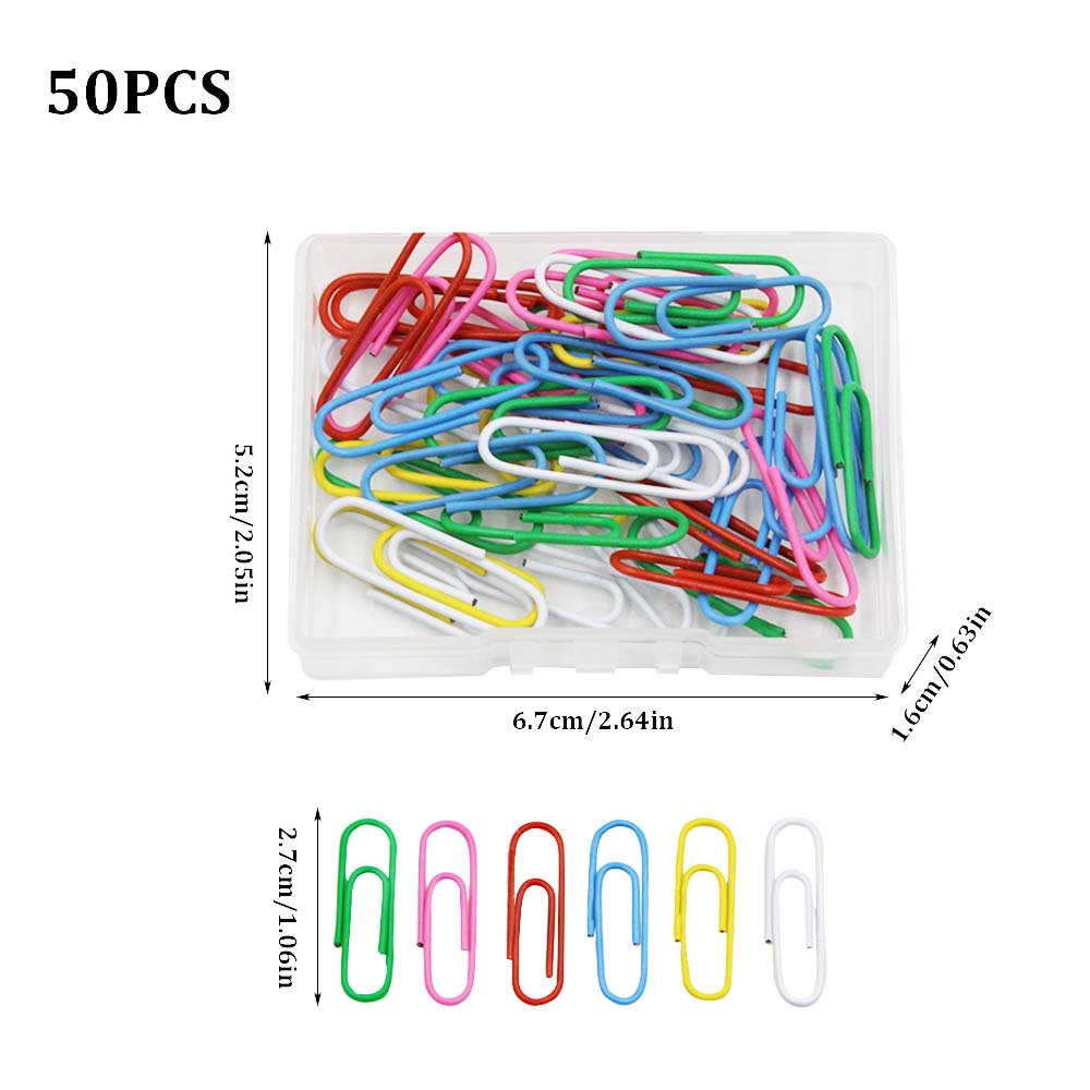 28MM color plastic-coated paper clips, 50/100/200 transparent plastic box paper clips, office desktop storage pic 6