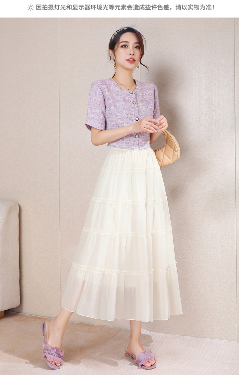 Fairy Forest style sweet pleated skirt 2024 new summer Design sense Light and thin skirt, fashionable high-waisted half skirt pic 21