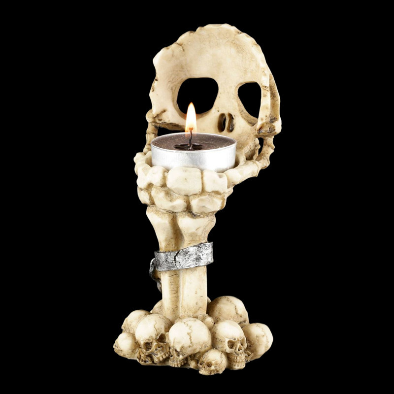 Cross-border best-selling Halloween skeleton candlestick creative Ghost head scented candle vessel, personalized atmosphere decorative item pic 9
