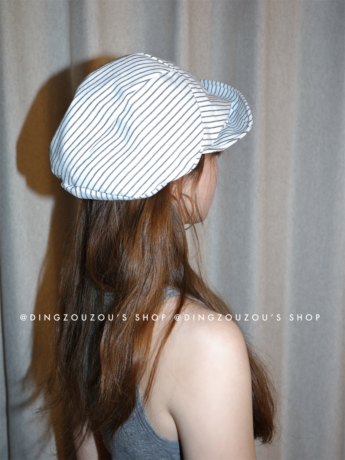 The new Japanese-style artistic striped cotton and linen beret for children shows off their faces in spring and summer. The small newsboy hat and the retro painter hat trend pic 16