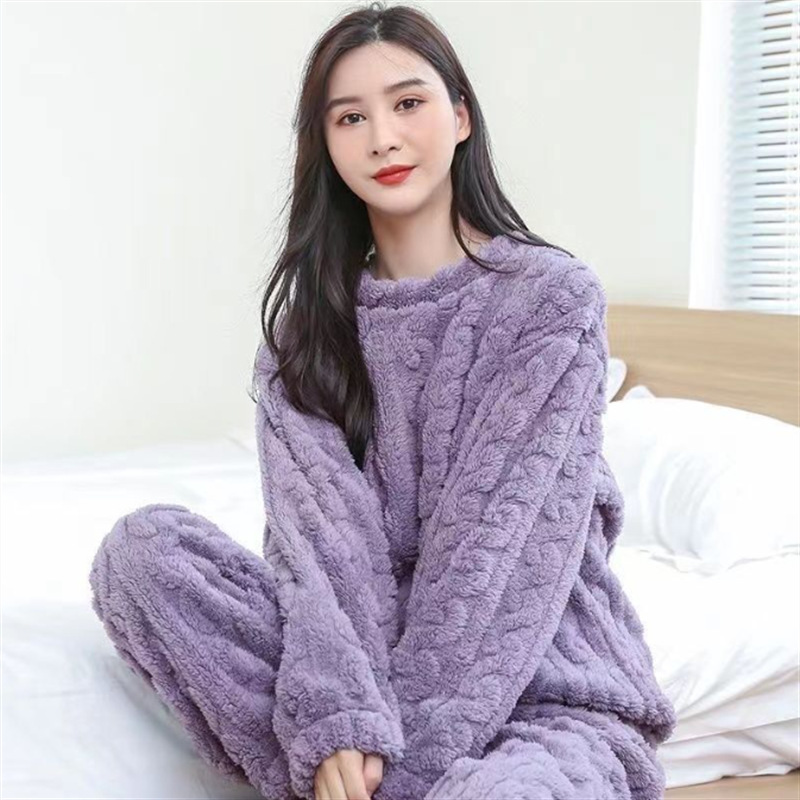 秋冬珊瑚绒暖暖套装印花睡衣家居服舒棉绒提花情侣套装批发长袖详情27