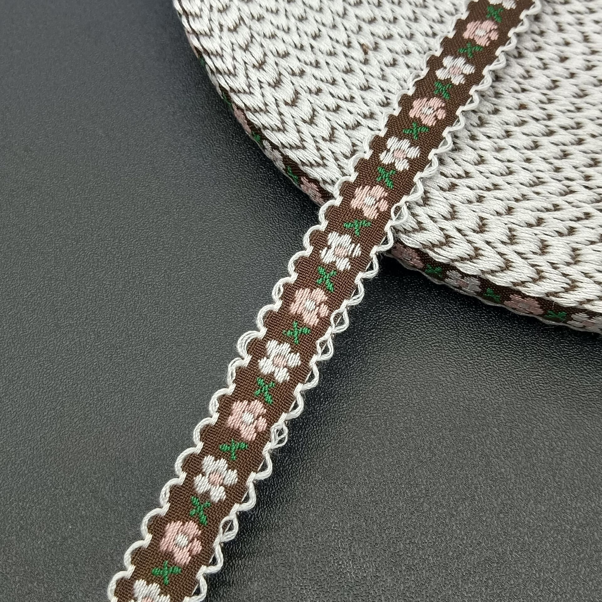 现货名族风提花织带沟边锁边彩带服装辅料1CM2CM宽名族带波浪边带详情13