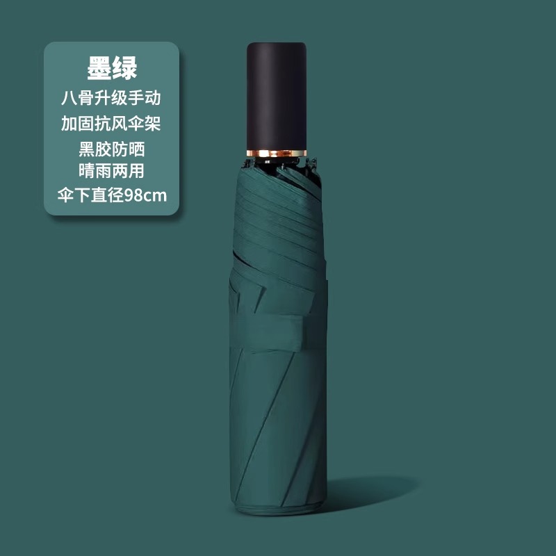 二十四骨黑胶雨伞全自动商务加固防风防晒折叠伞高级感LOGO太阳伞详情17