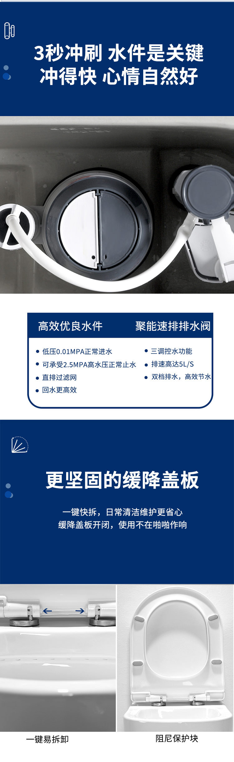新款墙地排分体式马桶冲落式坐便器马桶陶瓷便器家用酒店卫浴洁具详情8