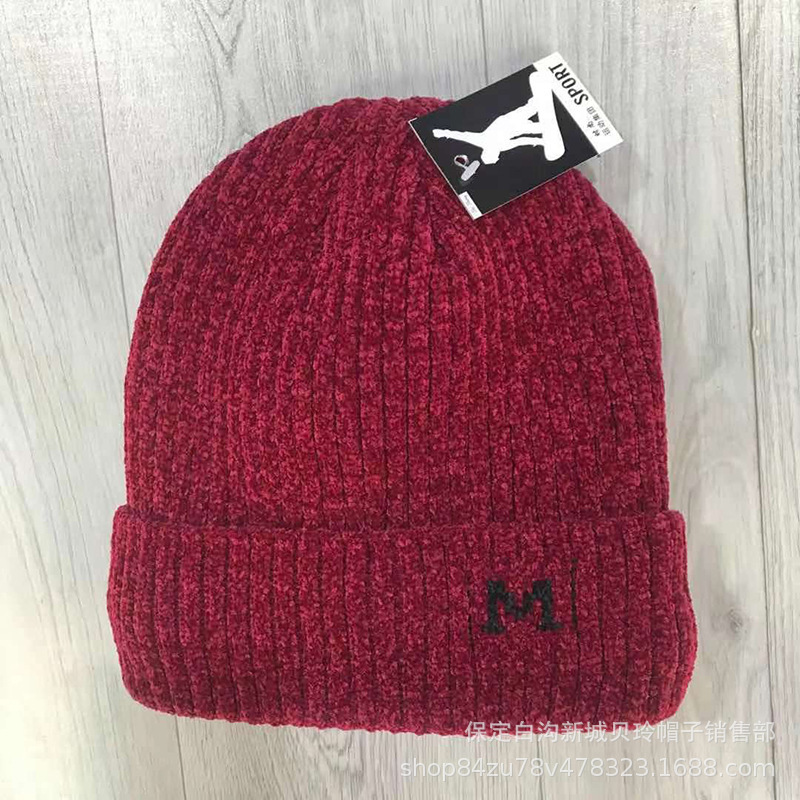 Winter fleece Chenille woolen cap for both men and women, outdoor cycling thickened windproof and warm pullover cap, simple style pic 16