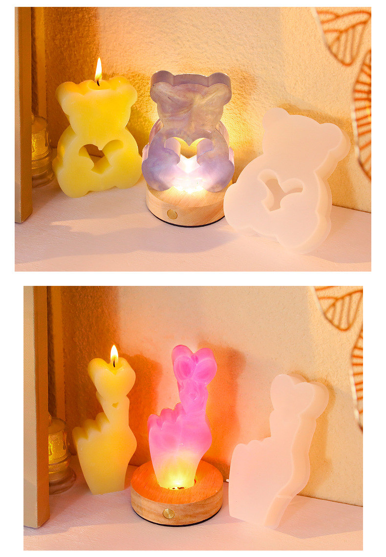 diy epoxy resin Easter bunny scented candle mold, heart-shaped house, cat gypsum decorative item, silicone mold pic 9
