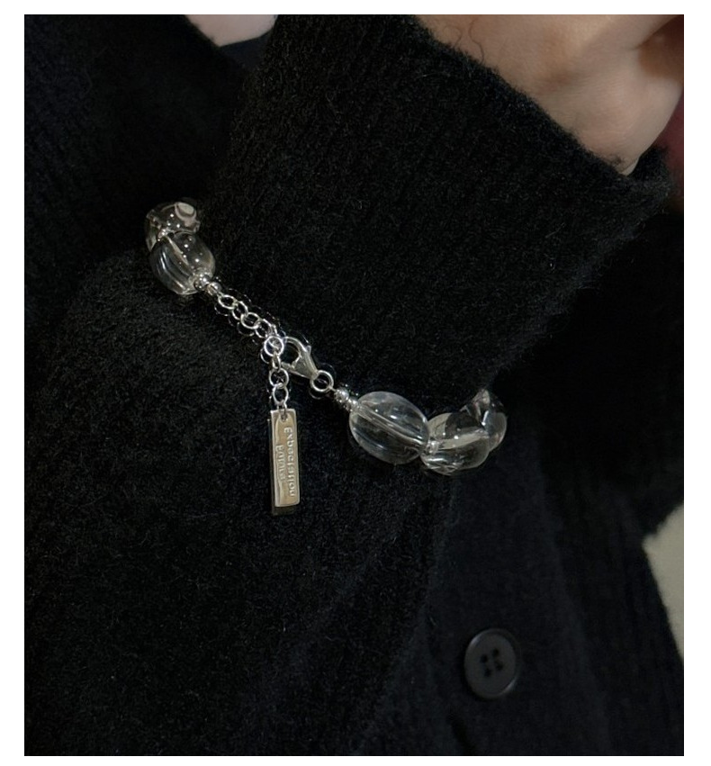 S925 sterling silver Korean version Spring/Summer fashionable white crystal bracelet Oval casual simple basic style jewelry wholesale pic 9